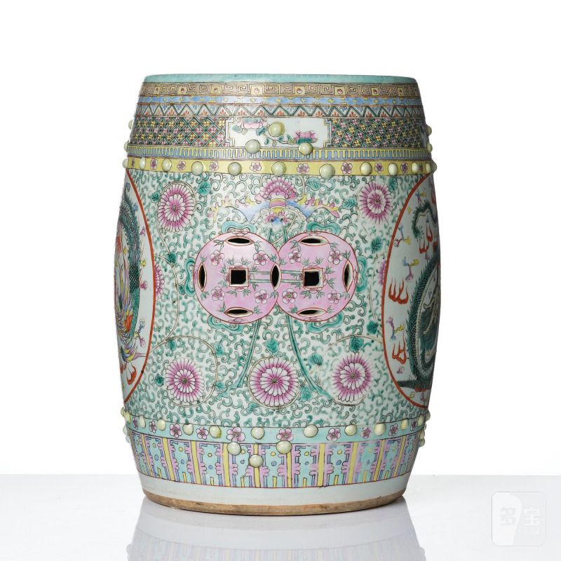 A famille rose garden seat, - 图2